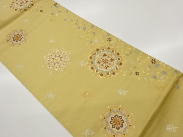 JAPANESE KIMONO / FUKURO OBI / WOVEN CREST & FLOWER 
